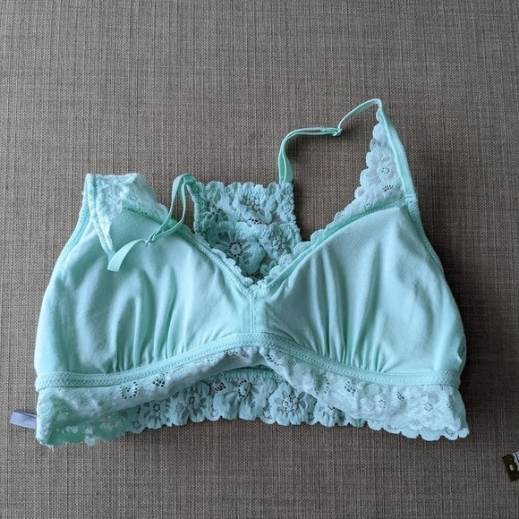 AERIE lace bralette slightly push up removable pads mint color Medium B062 - Picture 4 of 7